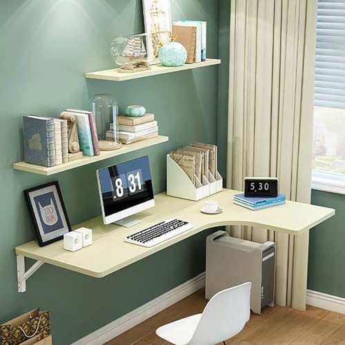 Mesa plegable esquinera para ahorrar espacio, escritorio flotante de madera para espacios pequeños, ideal para oficinas en casa, dormitorios, restaurantes, mesa de comedor plegable (arce, 130 x 60 x