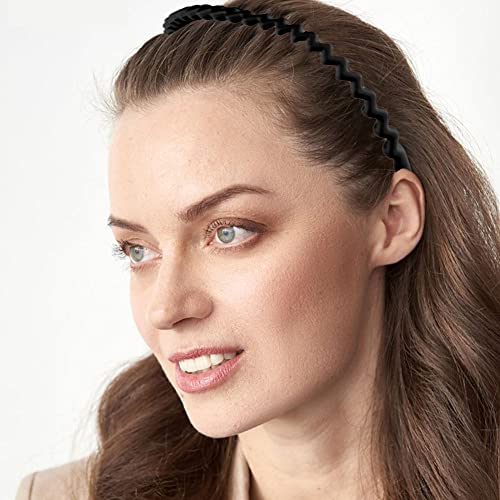 Lapohi 8 Pcs Non Slip Fashion Effortless Plastic Headbands With Teeth Comb Skinny Hair Bands For Women Men Teen Girls, Long Teeth Matte Black #TOP5