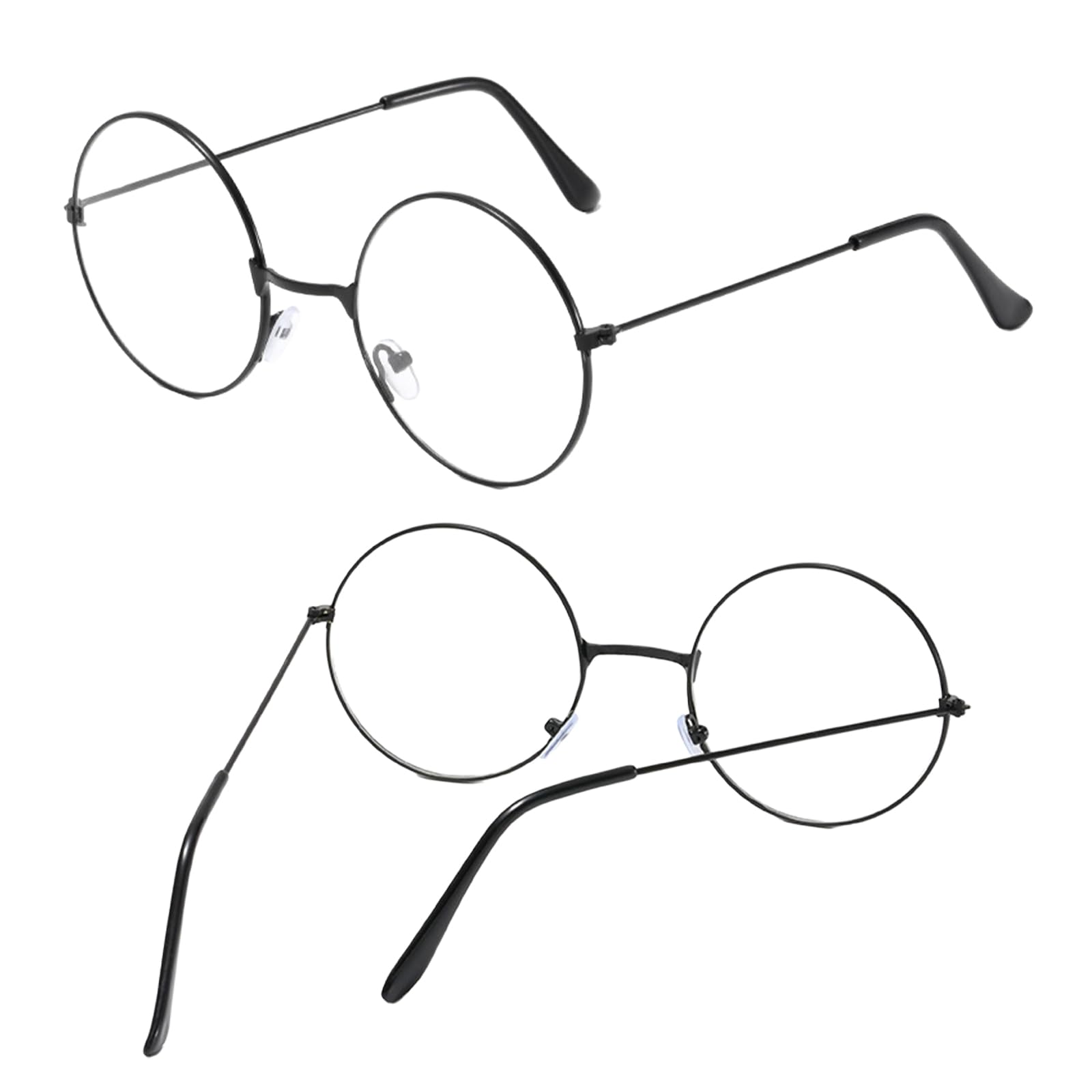 CloudWei SmartSelect 2 works Round Glasses Classic Retro Glasses Black Circle Glasses Fancy Dress Cosplay Party Costume Photo Props Accessories for Adults