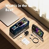 HERMIC Alarm Clock, Digital Alarm Clock Bedside for Kids Mains Powered, Modern Curved Design, 7 Modes RGB Night Light, 8 Colors LED Display, Adjustable Brightness & Volume, Snooze (Incl. Adapter) - Image 7