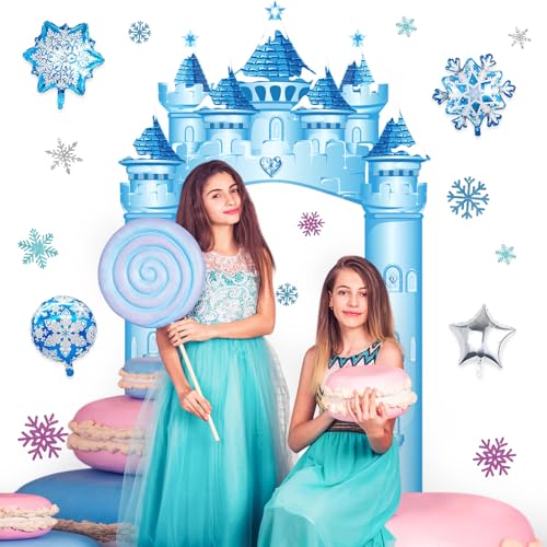 Image of Funrous Door Banner Party Decor Porch Banner Door Sign Set Photo Booth Props Backdrops for Birthday Baby Shower Outdoor Indoor House Porch Decorations(Blue,Princess)