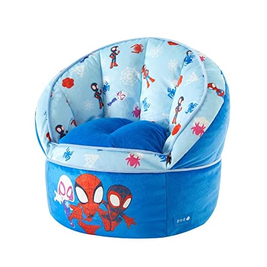 Idea Nuova Marvel Spidey and His Amazing Friends Blue Round Bean Bag Chair for Kids, Ages 3+, Large