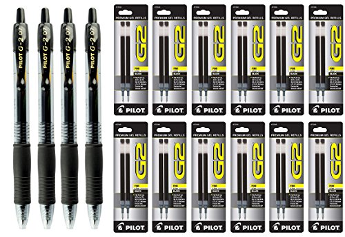 Pilot G2 bolígrafo de tinta gel negro punta fina 4 unidades