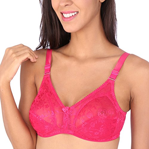 Image of Bralux C Cup Bra for Women Plus Size Lace Bra Non-Padded Wirefree Full Coverage Bridal Bra