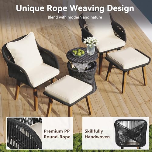 5-Piece-Patio-Furniture-Chair-Sets-with-Wicker-Cool-Bar-Table-and-Ottomans-Patio-Conversation-Set-Outdoor-Furniture-Bistro-Sets-for-Porch-Backyard-Balcony-Poolside-BeigeBlack 5 Piece Patio Furniture Chair Sets with Wicker Cool Bar Table and Ottomans Patio Conversation Set Outdoor Furniture Bistro Sets for Porch Backyard Balcony Poolside BeigeBlack