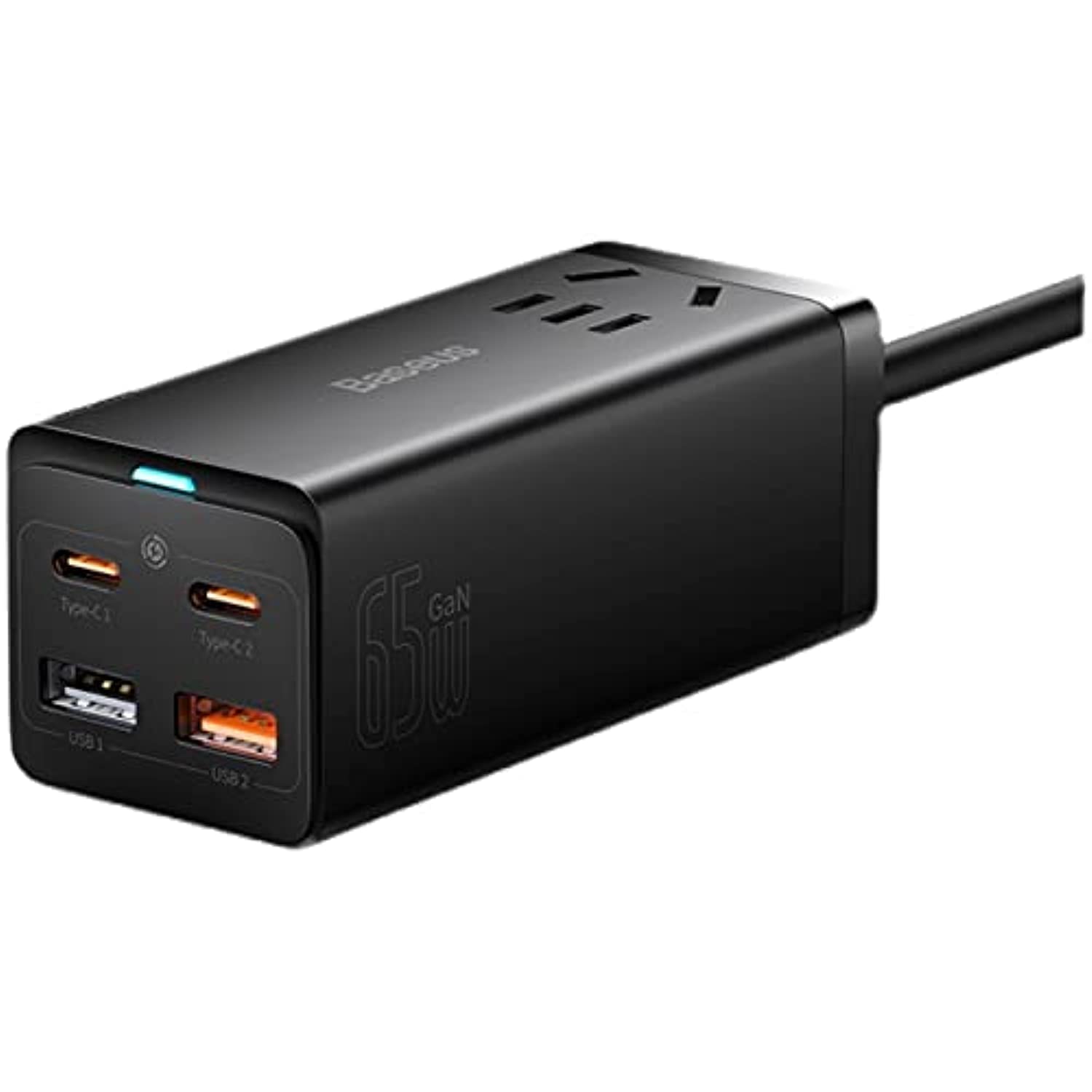 Baseus GaN3 Pro Desktop Fast Charger 2C+2U 65W CN Black(Include：Baseus Xiaobai series fast charging Cable Type-C to Type-C 100W(20V/5A) 1m Black）