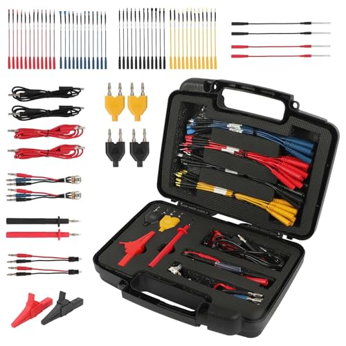 68PCS Multimeter Test Leads Kit, Automotive Circuit Test Lead Kit with Replaceable Wire Piercing Probes, 32A/1000V Alligator ClipsTerminals,Acicular Probe,Banana Plug Adapters,Volt Meter Leads