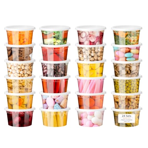 VINATO Frischhaltedosen mit Deckel, 24pcs Gefrierdosen Set, 24 Vorratsdosen 360ml/12oz, Plastikdosen Frischhalteboxen BPA-Frei, Mikrowellengeeignet Dosen zum Einfrieren