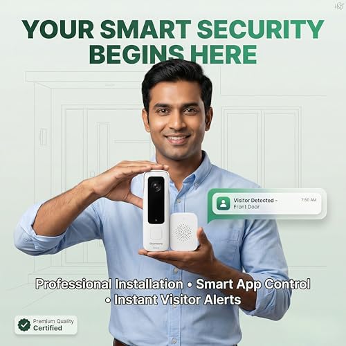 Image of Drumstone WiFi Video Doorbell Camera with Two-Way Audio, HD Wireless Smart Doorbell, Real-Time Mobile Monitoring, Visitor Communication & Home Security System for Apartment & Office