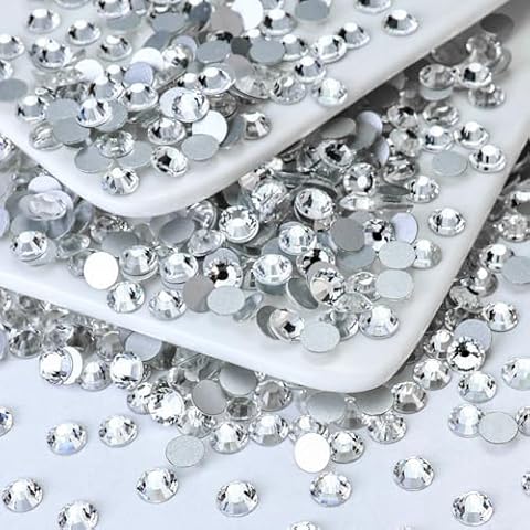 Briskbloom 288PCS SS30 Crystal Glass Flatback Rhinestones, Round Flat Back Crystal Gems for Nail Art and Craft Clothes, Glue Fix Crystal Clear/White Diamond Stones (6.4-6.6mm) Cover