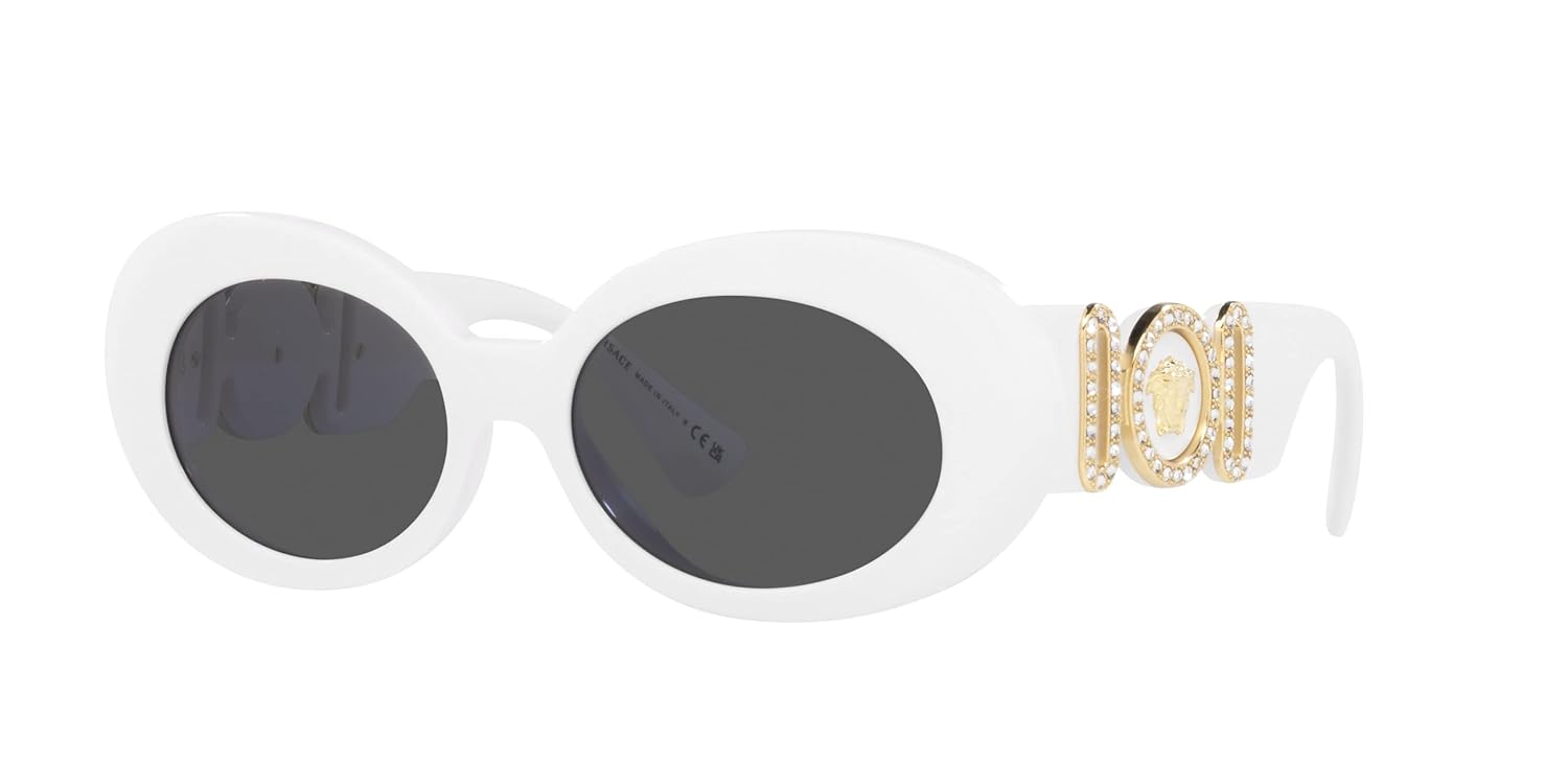 Versace Óculos de sol femininos armação preta, lentes cinza escuro, 54 mm