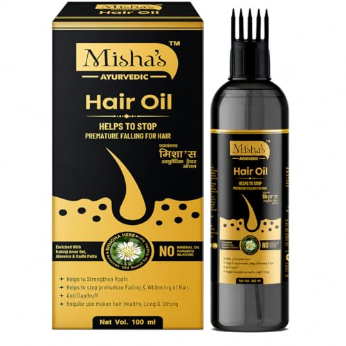 Image of Misha Ayurvedic Hair Oil for Hair Growth & Hair Fall Control with Bhringraj, Amla and Shikakai | Natural Herbal Hair Oil | For Men & Women | 100ml Pack of 1