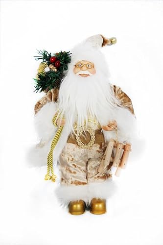 Garden Store Direct 30Cm Gold Traditional Father Christmas Standing Figures Santa Claus Red/Tartan/Gold/White And Silver - Different Sizes! (30Cm Gold)