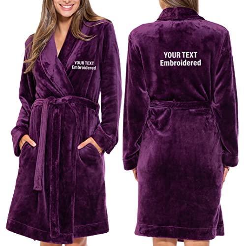 TEEAMORE Personalized Plush Robe for Women - Custom Embroidered L...