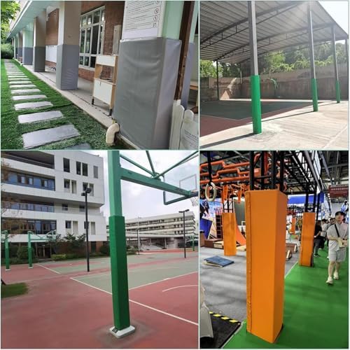 6ft Basketball Pole Pads - Weatherproof, UV-Resistant, 1” Thick Foam Padding, Hook/Loop Closure for Enhanced Player Safety & Protection - Square Shape Padding