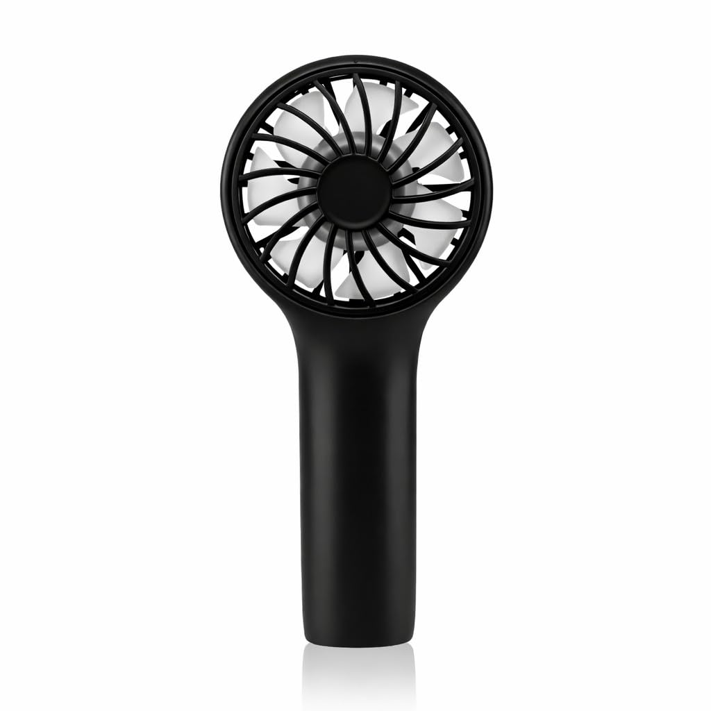 wonderlamp - Black Bris Handheld Fan, 3 Speeds, Charging Indicator and Rechargeable Battery, Mini Compact Portable Fan, Ideal for Travel