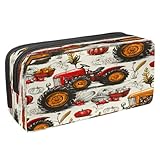 VAPOKF Federmäppchen, Federmäppchen, Schüler-Schreibwaren-Tasche mit Reißverschluss, für Jungen, Mädchen, Schul- und Bürobedarf, handgezeichnete Bauernhof-Traktoren, Lebensmittel, multi, 2.3x8.2x3.9in