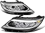 Auto Dynasty 3D LED DRL Bar Projector Headlight Compatible with Sorento EX/SX 14-15, Driver and Passenger Side, Chrome Housing Clear Corner