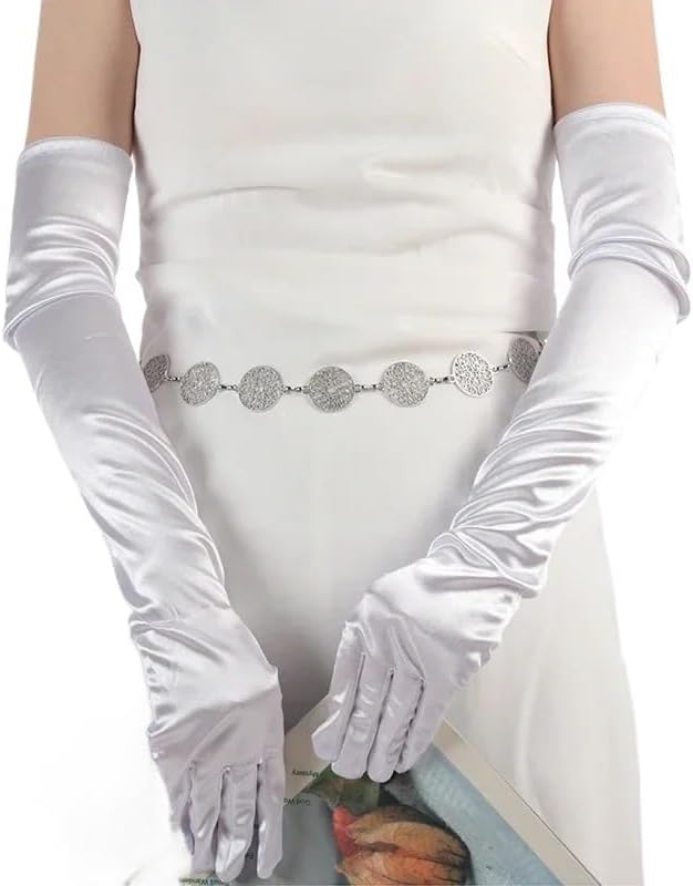 Long Elbow Satin Gloves 5pairs 55CM Ceremonial Satin Long Stage Performance Multicolor Women Gloves