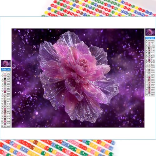 Kit diamond painting adulte fleur violette 60x90 cm pour grand tableau strass