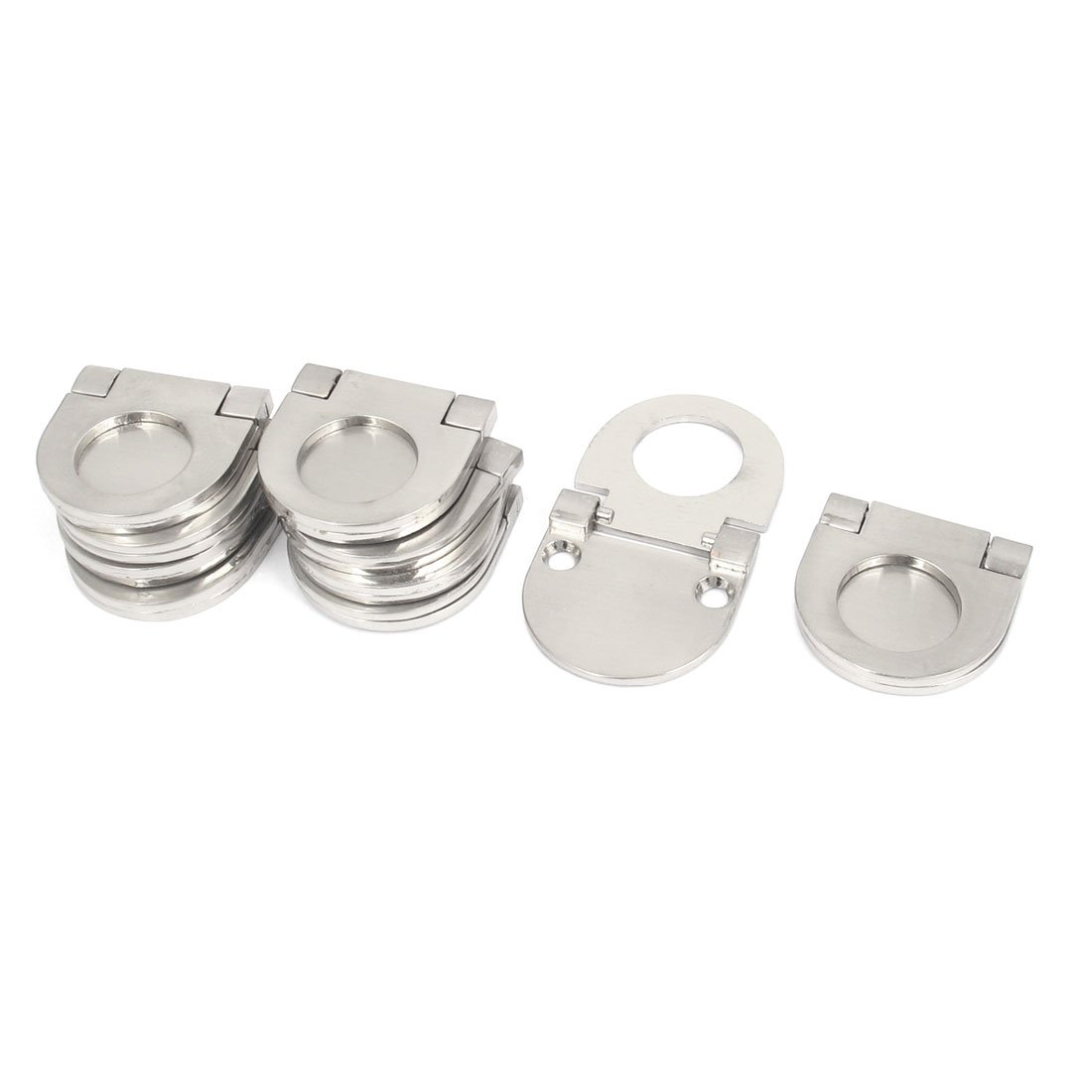 Poignée anneau de meuble encastré en métal argenté lot de 10 boutons pour placard et tiroir
