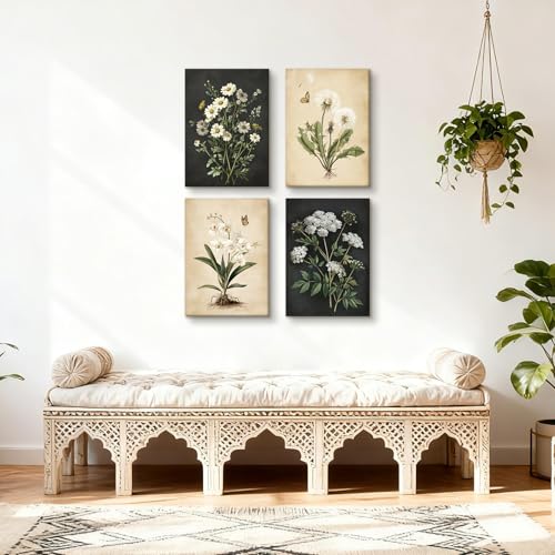 Cadre en bois rustique avec toile florale rétro de qualité supérieure - 4