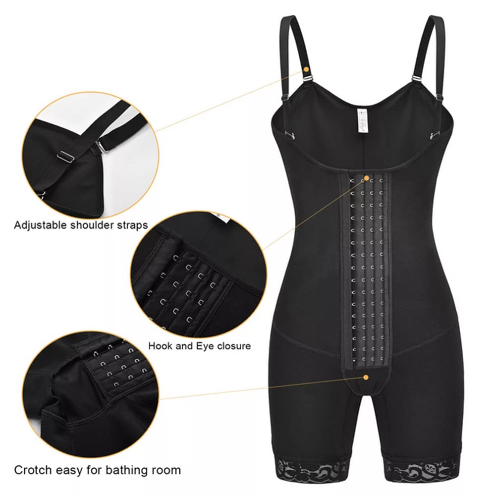 Wysoka kompresja Butt Lifter Body Shaper z przednimi zaciskami Regulowany Jednokolorowy Shapewear Dla Kobiet Bezszwowe Shapery(Czarny-XX-Duży