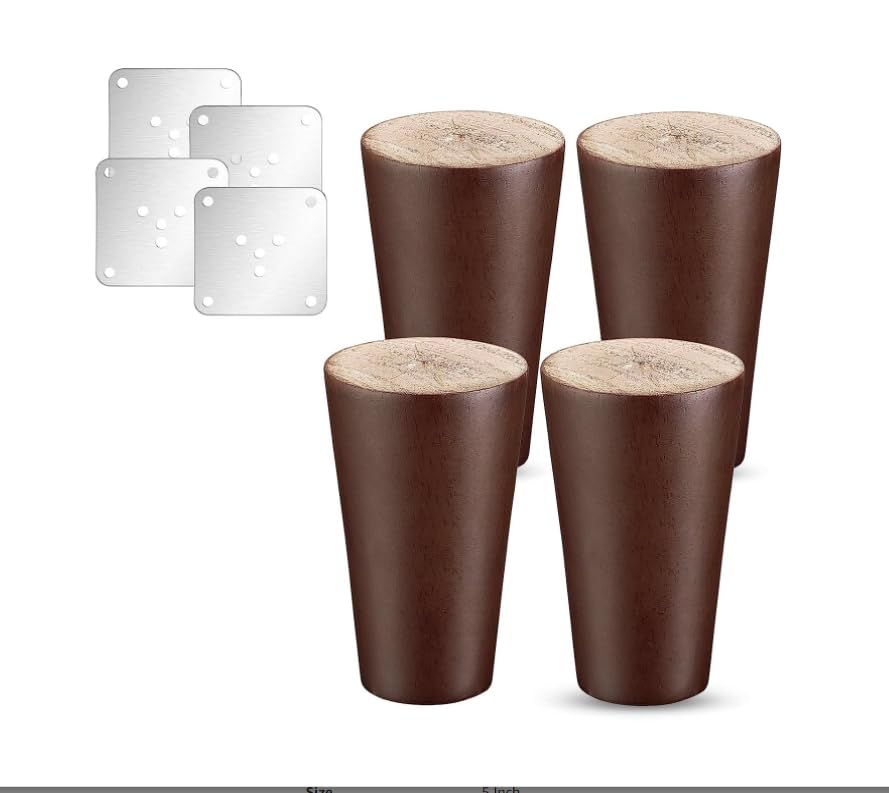 Krishna Sales Agency 4 Pcs Sofa Hardware Rose Wood Leg 5 Inch Wooden Sofa Furniture Brown Finish Heavy Model Cone Shape Mounting Screw Included (Brown) (B0CBTXDFBM) Amazon Price History, Amazon Price Tracker