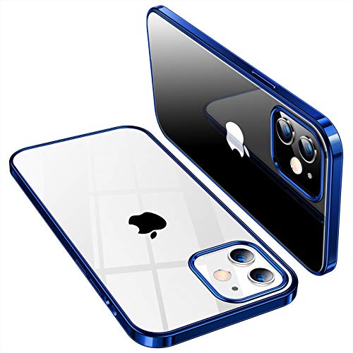 TORRAS Crystal Clear Compatible for iPhone 12 Case, Compatible for iPhone 12 Pro Case, [Against-Yellowing][Stronger X-Shock Protection] Shockproof Soft TPU Slim Thin Phone Case, Navy Blue