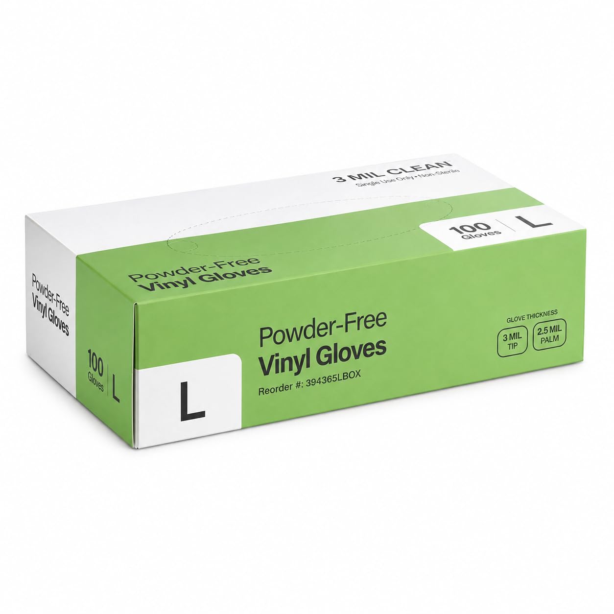 Disposable Vinyl Gloves by Glownary – Large, Vinyl, Clear, Pack of 100, Model Pfv-100