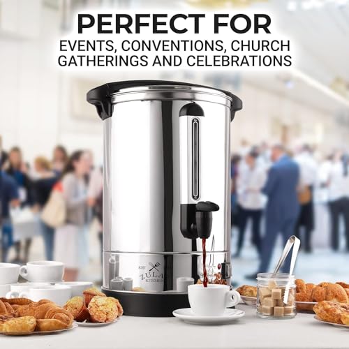 Zulay Commercial Coffee Urn - 100 Cup Fast Brew Stainless Steel Hot Beverage Dispenser - BPA-Free Commercial Coffee Maker - Hot Water Urn for Catering - Easy Two Way Dispensing - Hot Drink Dispenser - Thumbnail 4