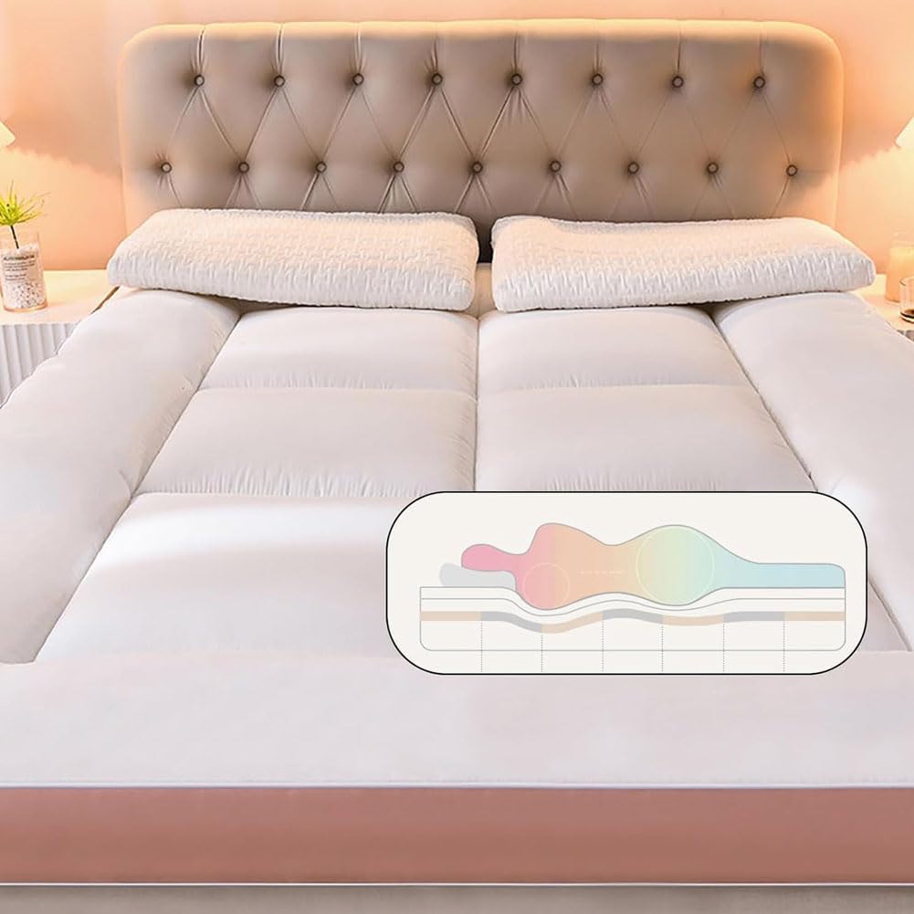 Topper Viscoelástico, Futon Colchon Topper 150x200 Topper Viscoelástico Topper Sobrecolchon Mattress Topper Pink 200x220cm