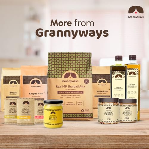 Image of Grannyways Khapli Atta (4.5 KG) - 100% Stone-Ground Ancient Wheat Flour | Traditional Whole Grain Atta for Daily Cooking | Diabetic Friendly | Perfect for Rotis, Parathas & Baking