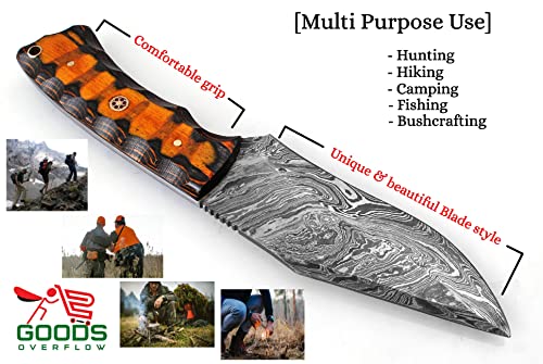 Handmade Damascus Hunting Knife With Beautiful Pakkawood Handle For Survival And Camping 9 Inch Fixed Blade Damascus Steel Knife With Sheath For Men #TOP5