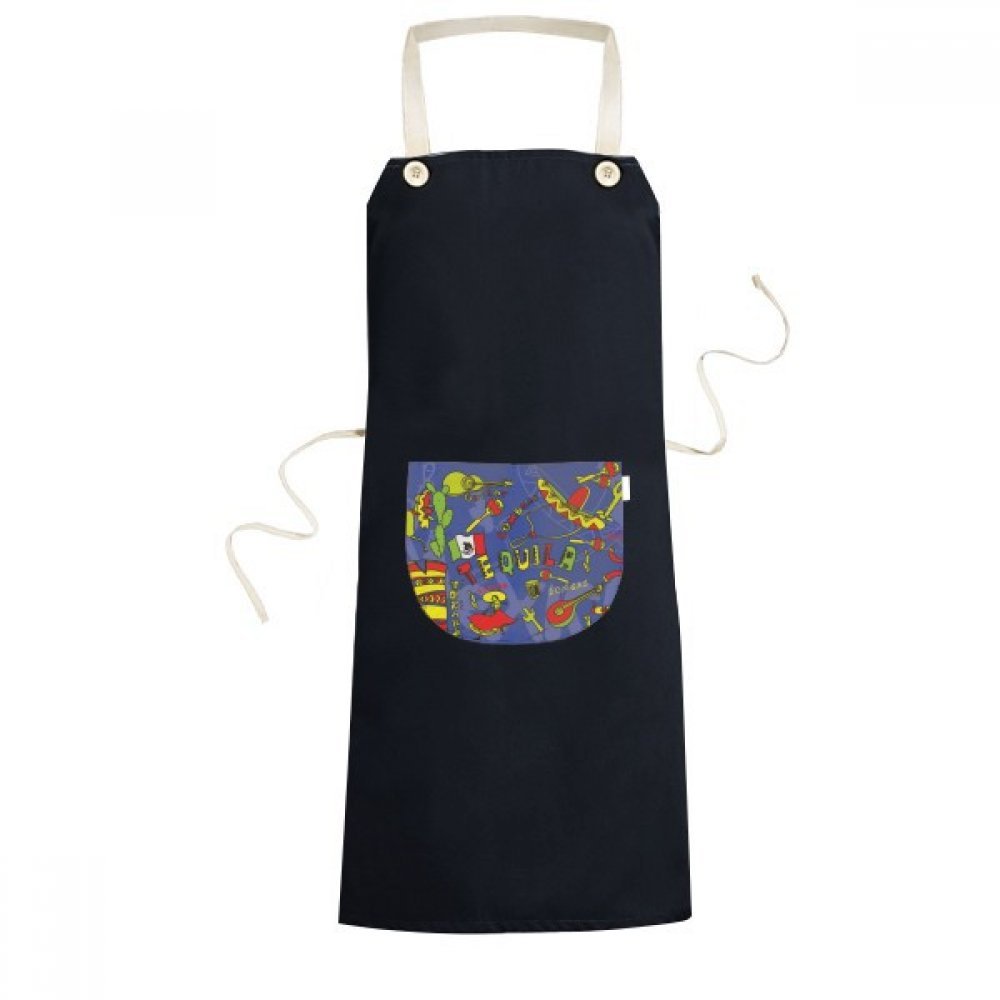 Tablier de cuisine avec poche noir sombrero piment chilli Mexique