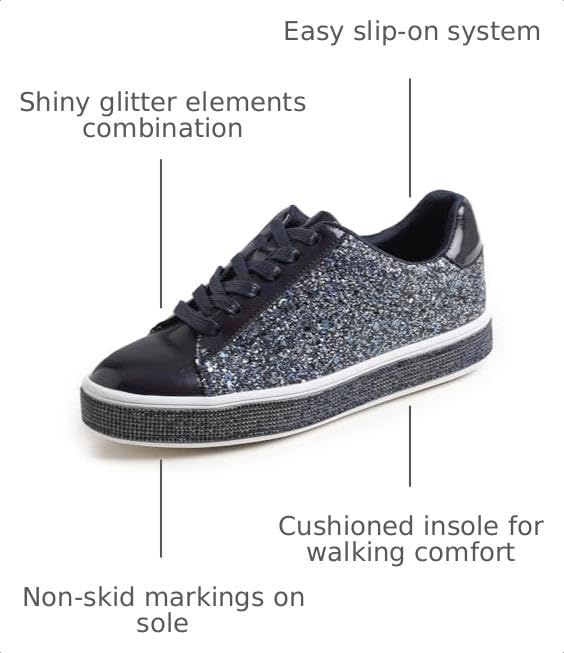 Image of FEVERSOLE Women's Fashion Sparkle Platform Rhinestone Party Holiday Wedding Sneakers