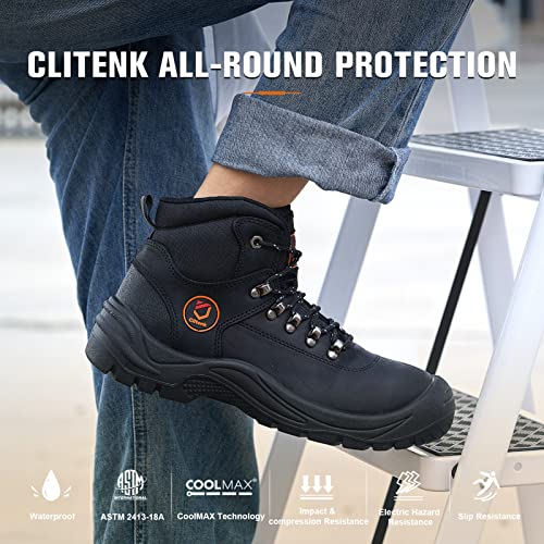 Steel Toe Boots for Men Oil Full Grain Cowhide Leather Waterproof Work Boots for Men, Non Slip Industrial and Construction Mens Work Boots Black4