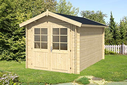Alpholz Gartenhaus Bremen-28 C aus Massiv-Holz | Gerätehaus mit 28 mm Wandstärke | Garten Holzhaus inklusive…