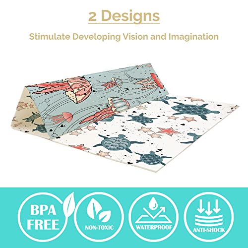 Jumpoff Jo - Large Waterproof Foam Padded Play Mat For Infants, Babies, Toddlers, Play Pens & Tummy Time, Foldable Activity Mat, 70 In. X 59 In. - Seaside #TOP3