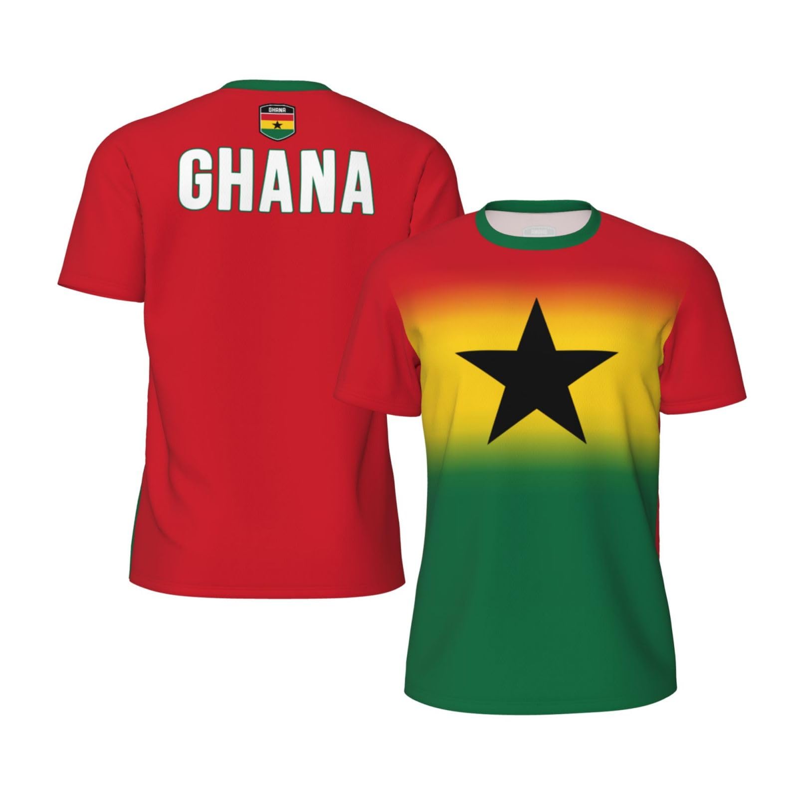 Kwqdozf Men's As Pic Jersey Mesh T-Shirt Ghana Flag Gradient Color 3D Print For Running Cycling Sports