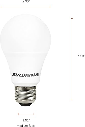 Miniatura 18 de Bombilla LED A19 SYLVANIA, 60 W = 8.5 W, no regulable, acabado esmerilado, 800 lúmenes, 2700K, blanco suave, paquete de 12 (74469)