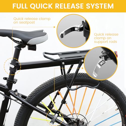 Gepäckträger Mountainbike,Universal Einstellbare Fahrrad Gepäckträger, Aluminiumlegierung Fahrradgepäckträger mit Schutzbleche und Reflektor, Schnellverschluss und Montage für 24-29 Zoll MTB