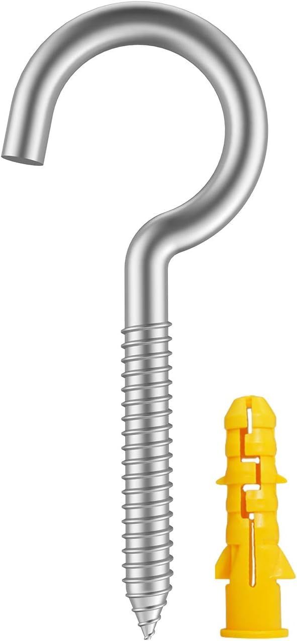 Premium 304 Stainless Steel Ceiling Cup Hook Screw, Ring Screws for Home, Office and Outdoor Use, Lighting Racks, Self-Tapping Hooks (2" x 10PCS)