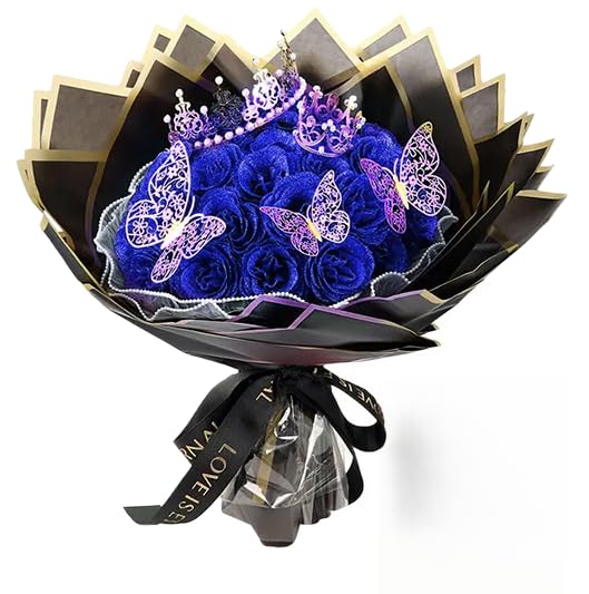 ^_^ グリッターローズ ソープフラワー薔薇 お誕生日 ・記念日 花束 Amazon｜Sailozai グリッターローズ 手作り ソープフラワー 蝶の王冠