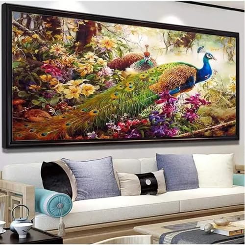 Affiche toile forêt de paons 50x100 cm sans cadre pour déco chambre