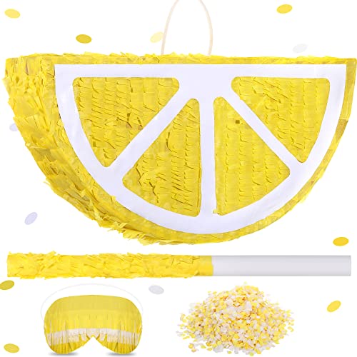 Sratte Lemon Piñata Fruit Summer Theme Includes Stick Blindfold Confetti Fruit Piñata Birthday Party Decorations for Summer Tropical Party Supplies Fiestas Carnival Game