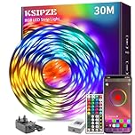 KSIPZE 30m Led Strip Lights RGB Music Sync Color Changing, Led Lights with Smart App Control Remote, Lights for Bedroom Lighting Flexible Home Decoration