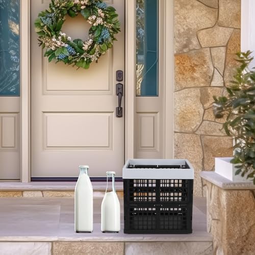 18 L Plastic Stackable Storage Milk Crates, Square Milk Crate, 3 Pack, Black - Image 6