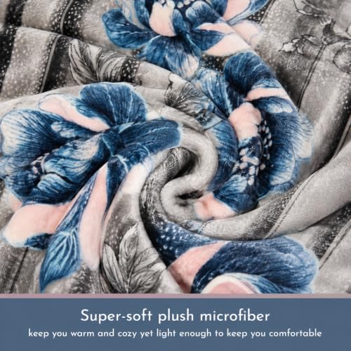 Image of Signature Special Limited Edition Super Soft Double Layered Blanket - 1100 GSM Winter Luxury - Reversible, Ultra Warm & Plush - King & Single Bed (Midnight Bloom, Double)