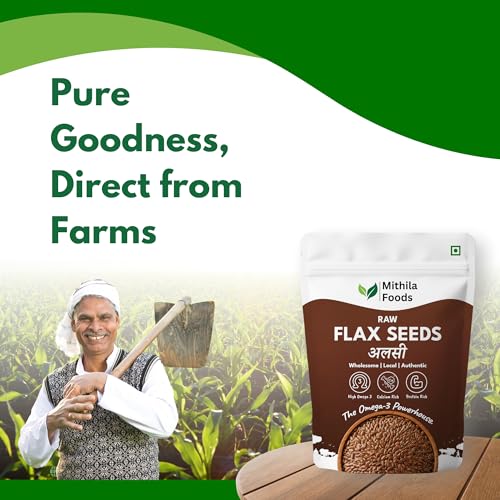 Image of MITHILA FOODS 200g Premium Flax Seeds | Alsi Beej for Weight Loss, Hair Growth & Skin Care | High Protein, Omega 3 & Fibre Rich | Authentic Superfood from Bihar for Healthy Living & Daily Energy